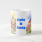 コテージコアコージー&かわいいカラフルオンホワイト | ジャンボコーヒーマグカップ (正面)