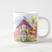 コテージコアコージー&かわいいカラフルオンホワイト | ジャンボコーヒーマグカップ (右)