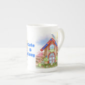 コテージコアコージー&かわいいカラフルオンホワイト | ボーンチャイナマグカップ (正面右)