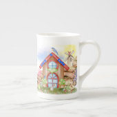 コテージコアコージー&かわいいカラフルオンホワイト | ボーンチャイナマグカップ (右)