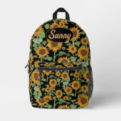 コテージコアサンフラワーズパターン プリントバックパック (正面)