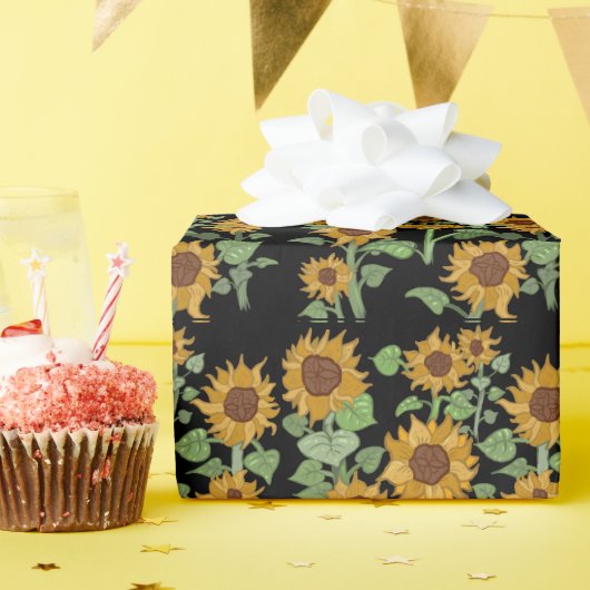 コテージコアサンフラワーズパターン ラッピングペーパー (誕生日パーティー)
