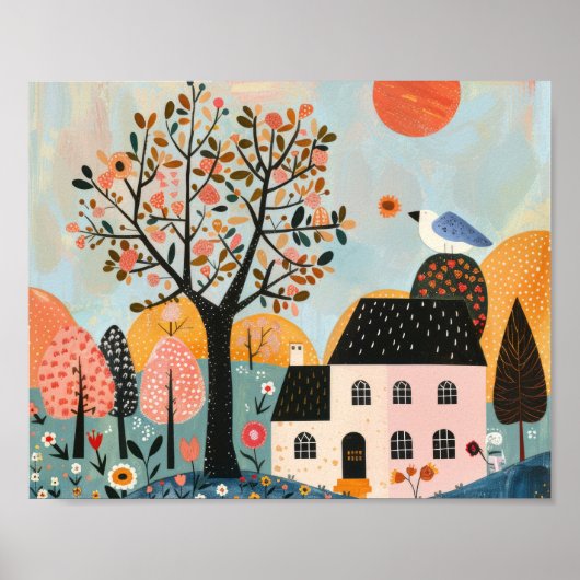 コテージコアシーナリーお洒落子供部屋ウォールアート ポスター (正面)