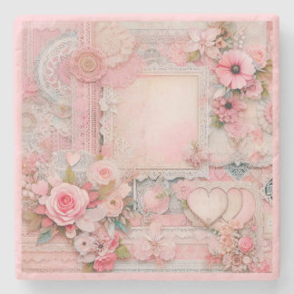 コテージコアスタイルフローラ&レースストーンコースター ストーンコースター