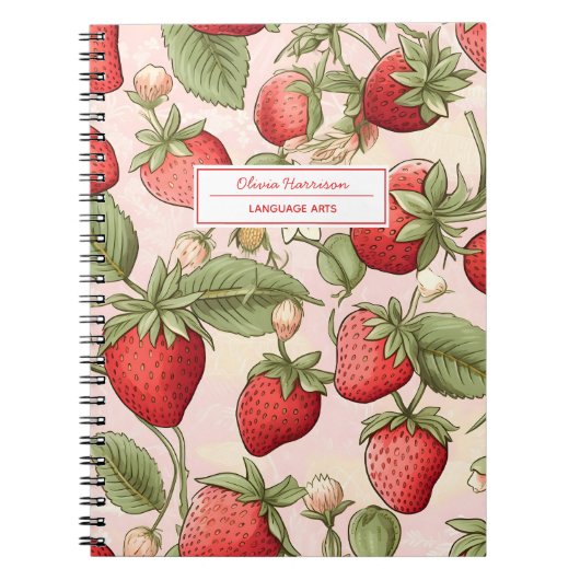 コテージコアストロベリーの名前と件名 ノートブック (正面)