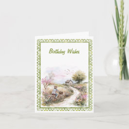 コテージコアスプリングタイムウォーターカラー誕生日カード カード