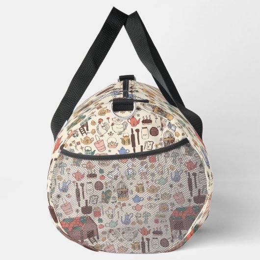 コテージコアチキンコップファームハウスアヒル ダッフルバッグ (右)