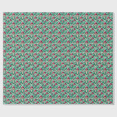 コテージコアティール（緑がかった色）エンチャントフォレストマッシュルームパターン ラッピングペーパー (フラット)