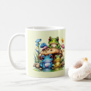 コテージコアトーストイレマッシュルームアンドカエル コーヒーマグカップ