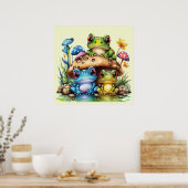 コテージコアトーストイレマッシュルームアンドカエル ポスター (キッチン)