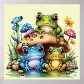 コテージコアトーストイレマッシュルームアンドカエル ポスター (正面)