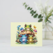 コテージコアトーストイレマッシュルームアンドカエル ポストカード (スタンド正面)