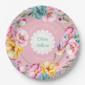 コテージコアハミングバードブライダルシャワー ペーパープレート (正面)