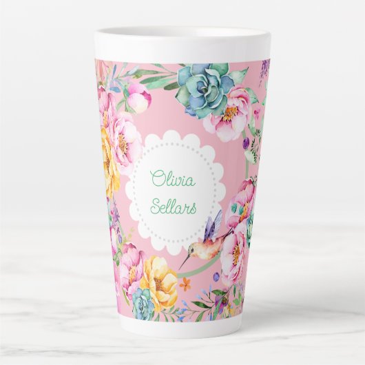 コテージコアハミングバード カフェラテマグ (正面)