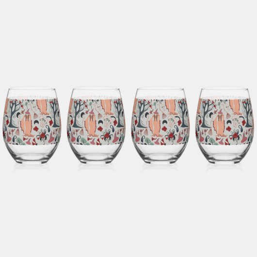 コテージコアハロウィーン ステムなしワイングラス (正面)