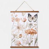 コテージコアバタフライアンドフラワーズ 吊り下げ型タペストリー (正面)