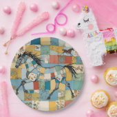 コテージコアパッチワークホースフローラカラーブロック ペーパープレート (パーティー)