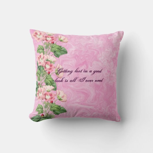 コテージコアピンクフラワーズカスタム装飾用クッション クッション (正面)