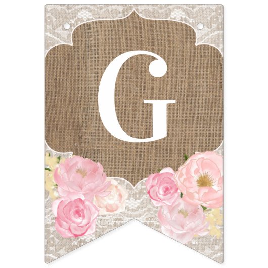 コテージコアピンクフローラ素朴神ベレスバプテスマ バンティングフラッグ (第1の旗)