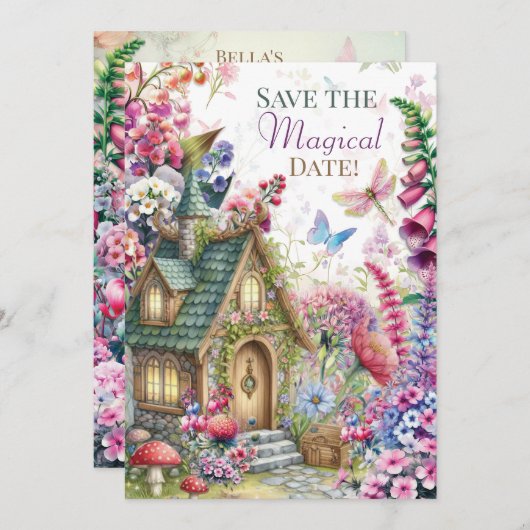 コテージコアフェアリーハウスパーティー 招待状 (正面/裏面)