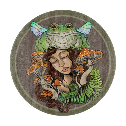 コテージコアフェアリーフロッグ カッティングボード (正面)