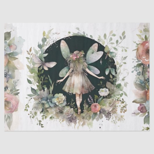 コテージコアフェアリー魔法のガーデンフラワーズデコップページ 薄葉紙 (正面)