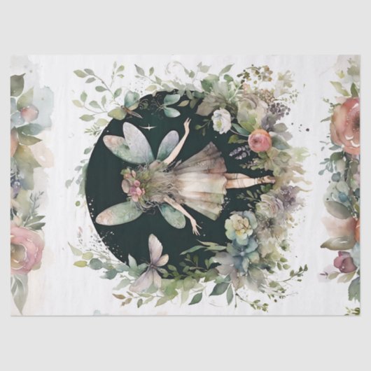 コテージコアフェアリー魔法のガーデンフラワーズデコップページ 薄葉紙 (正面)