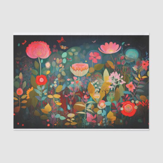 コテージコアフラワーズ絵画抽象芸術のデコページ 薄葉紙 (正面)