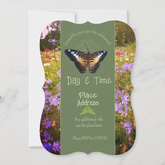 コテージコアフラワーメドウウェディングカン誘 招待状 (裏面)