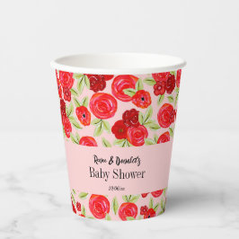 コテージコアフラワー離れパターン女の子ベビーシャワー 紙コップ