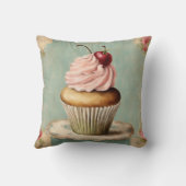 コテージコアフランスのヴィンテージカントリーピンクカップケーキ クッション (裏面)