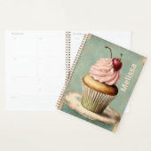 コテージコアフランスのヴィンテージカントリーピンクカップケーキ プランナー手帳 (ディスプレー)