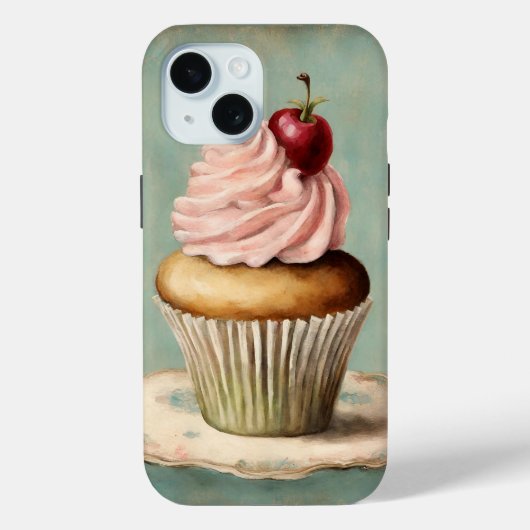 コテージコアフランスのヴィンテージカントリーピンクカップケーキ Case-Mate iPhoneケース (裏面)