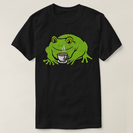 コテージコアフロッグドリンクコーヒー Tシャツ (デザイン正面)