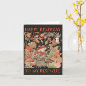 コテージコアフロッグ誕生日ソングハッピーバースデーカード カード (黄色い花)