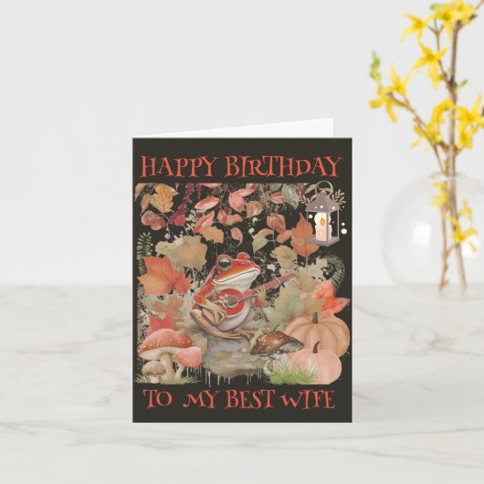 コテージコアフロッグ誕生日ソングハッピーバースデーカード カード (黄色い花)