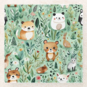 コテージコアフローラカントリーサイドグリーンデコル ガラスコースター (正面)