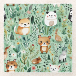 コテージコアフローラカントリーサイドグリーンデコル ガラスコースター