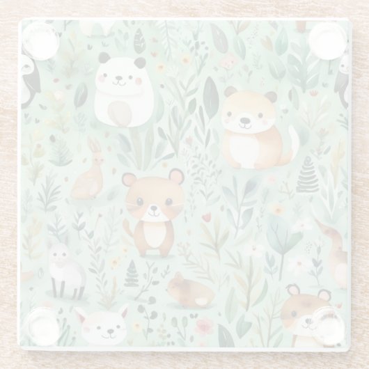 コテージコアフローラカントリーサイドグリーンデコル ガラスコースター (裏面)