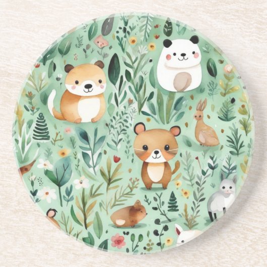 コテージコアフローラカントリーサイドグリーンデコル コースター (正面)