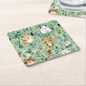 コテージコアフローラカントリーサイドグリーンデコル スクエアペーパーコースター (アングル)