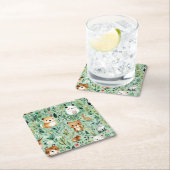 コテージコアフローラカントリーサイドグリーンデコル スクエアペーパーコースター (インサイチュ)