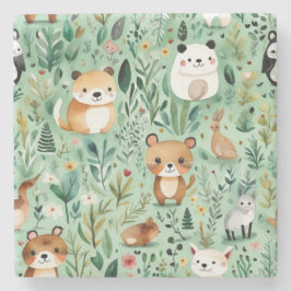 コテージコアフローラカントリーサイドグリーンデコル ストーンコースター