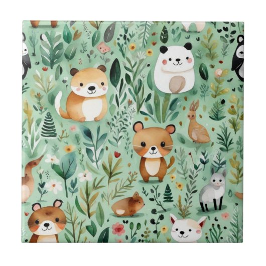 コテージコアフローラカントリーサイドグリーンデコル タイル (正面)