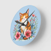 コテージコアフローラキャットセレネフェネボタニカル ラウンド壁時計 (傾斜)