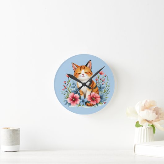 コテージコアフローラキャットセレネフェネボタニカル ラウンド壁時計 (ホーム)
