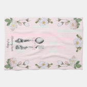 コテージコアフローラスプーンフォークピンクチキング キッチンタオル (横)