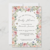 コテージコアフローラピンクローゼズンチョーズガール 招待状 (正面)