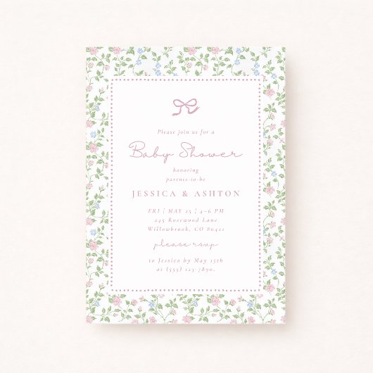コテージコアフローラボウベビーシャワー招待状 招待状