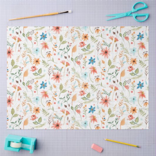 コテージコアフローラワイルドフラワー秋リーフリーフ 薄葉紙 (クラフト)